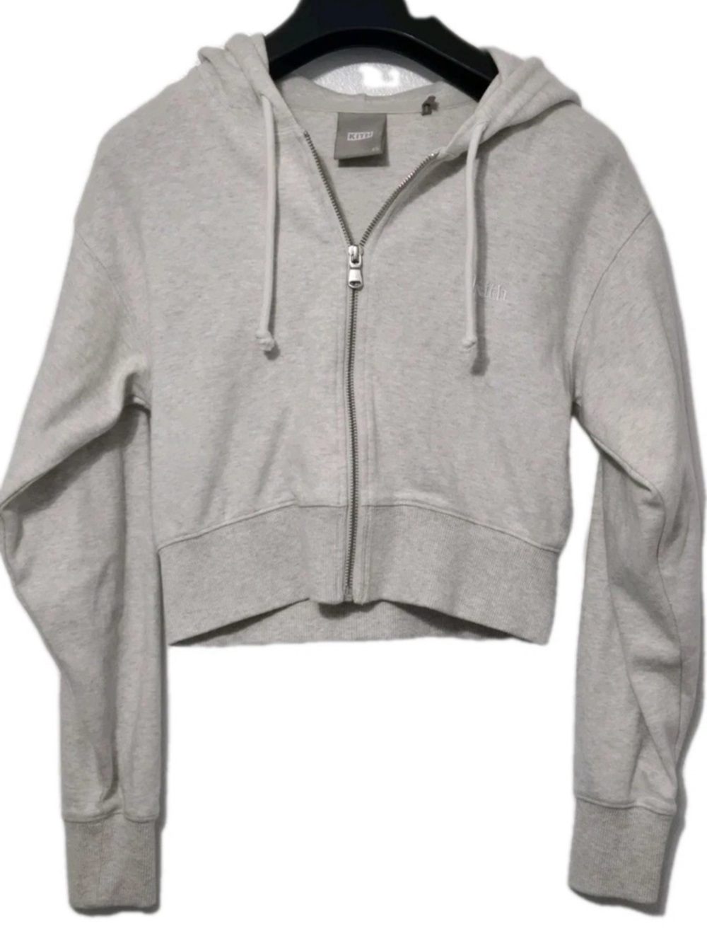 Kith Women’s crop sweatshirt Hoodie Oatmeal Brown Sz XS